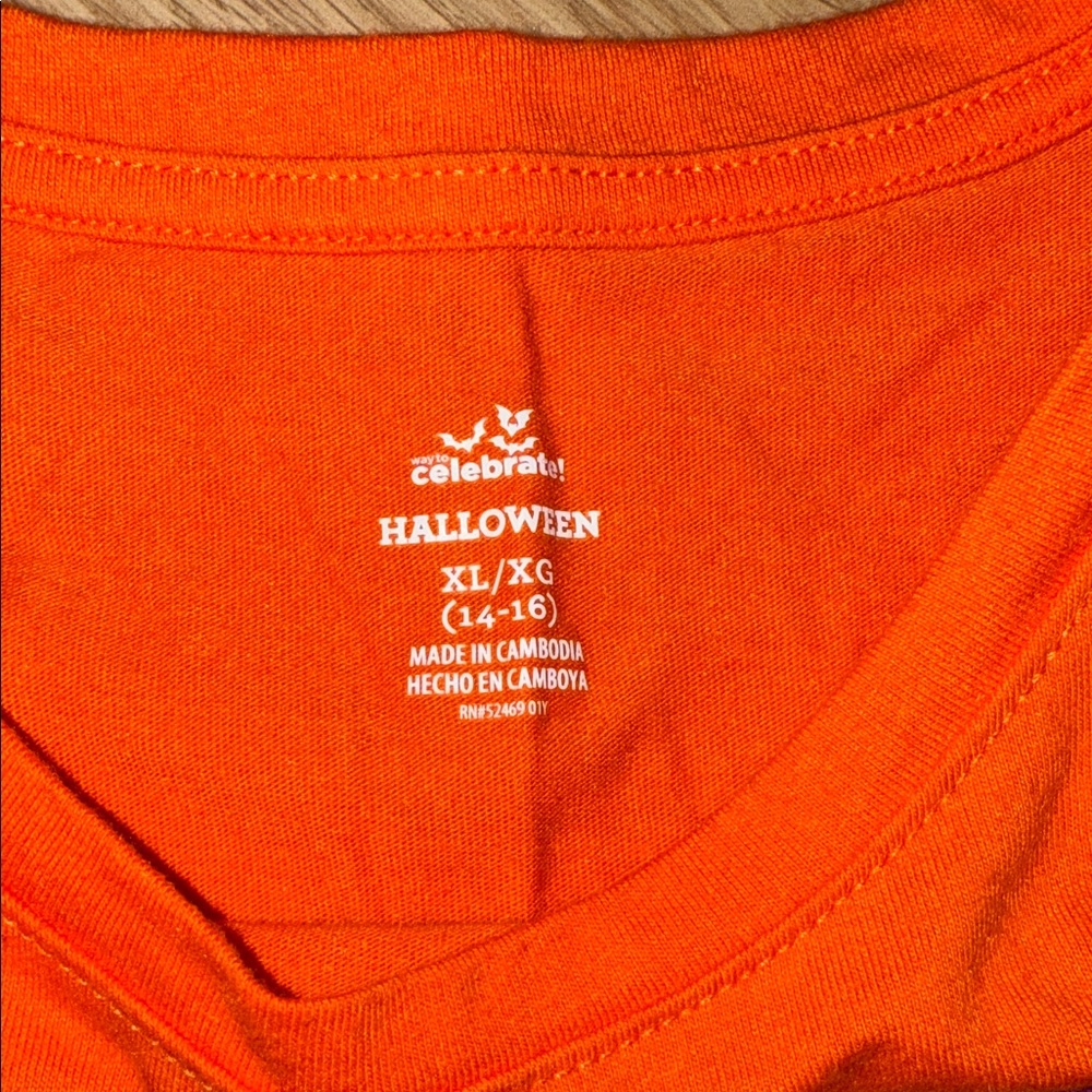 Way To Celebrate Kids XL 14 16 Orange Halloween Long Sleeve Tee - Picture 3 of 6